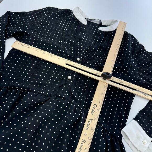 Zara Dress Womens X Small Black White Polka Dot Button Shift Oversized - Picture 8 of 9
